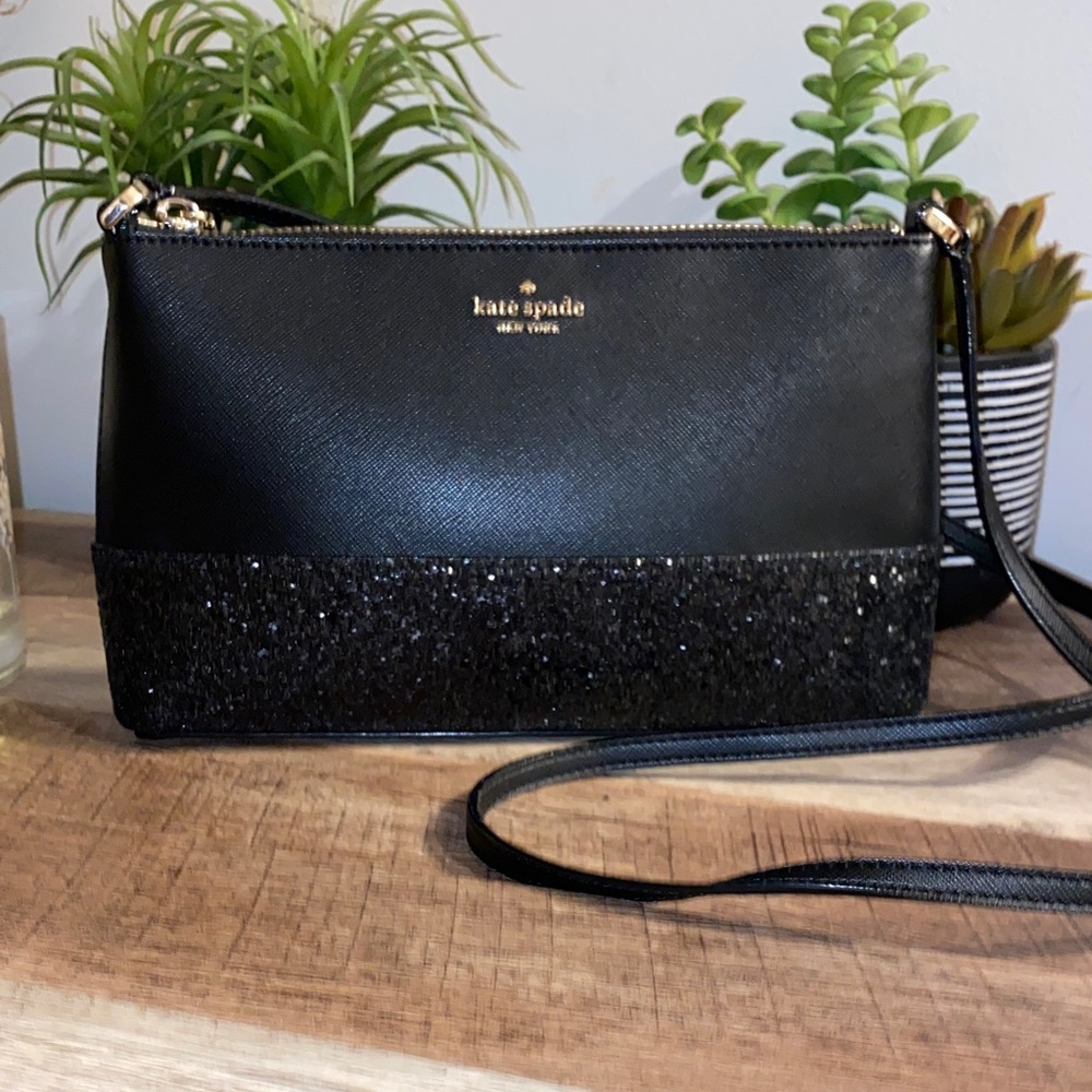 NWOT!! Kate Spade New York Black Flash Glitter Crossbody Bag